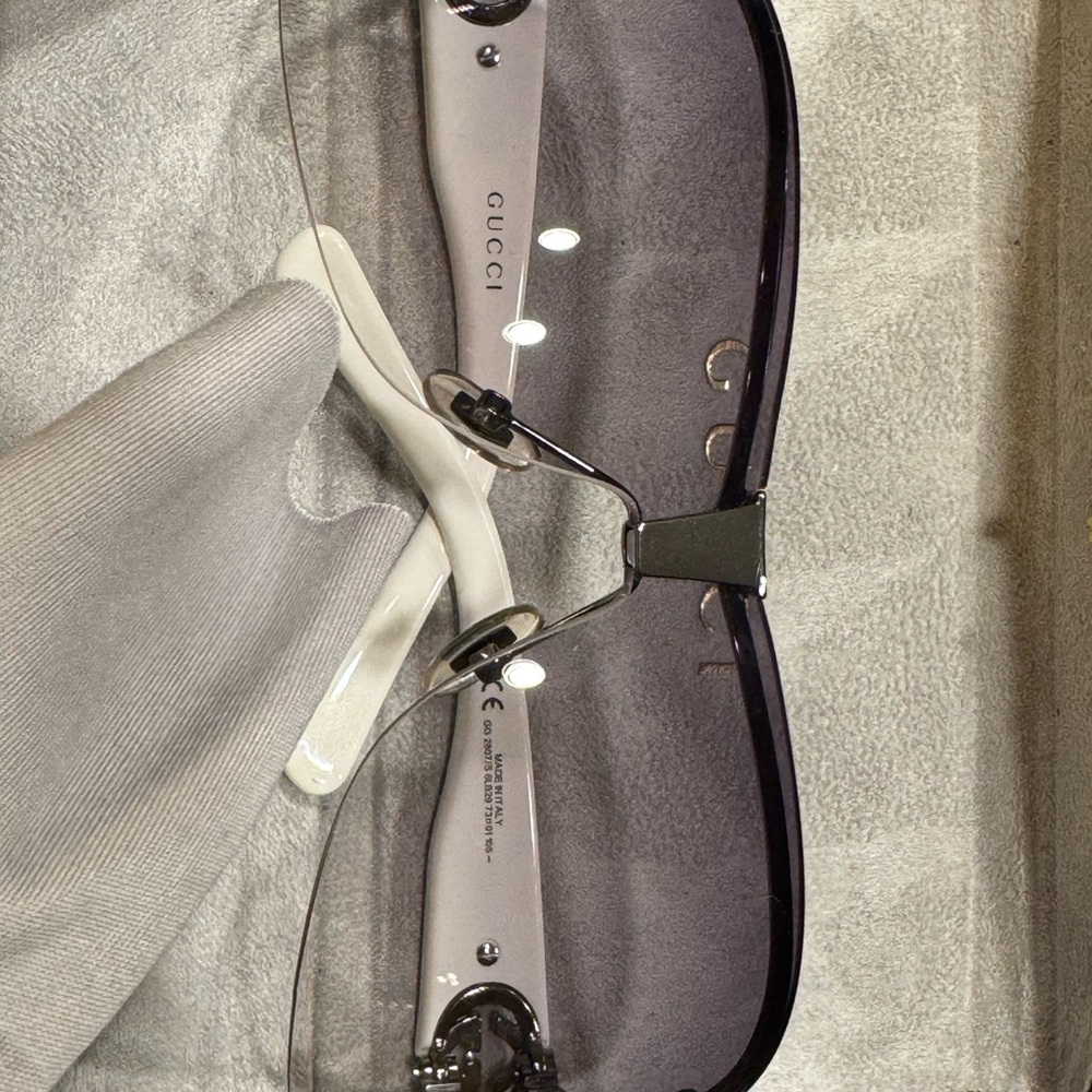 Gucci White and Silver Sunglasses